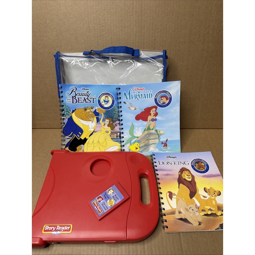 STORY READER with DISNEY Books and Cartridge read along toy 2003  GUC